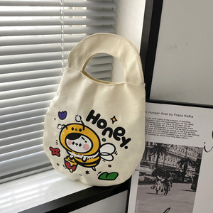 Japonés lindo Instagram Popular señora estilo lienzo bolso algodón estudiante compras Tutorial bolsa con logotipo personalizado - Product Image 5