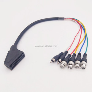 <strong>Scart</strong> Female Plug <strong>to</strong> 4 BNC 2 <strong>RCA</strong> Audio Video Cable Composite AV Cable - Product Image 1