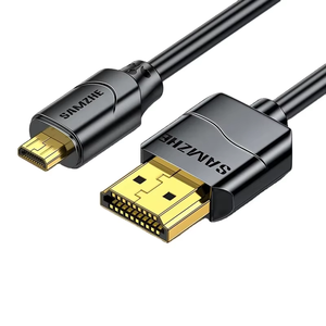 SAMZHE微型至HDMI适配器4K/60hz 3D微型HDMI，适用于GoPro Hero 7覆盆子Pi 4索尼尼康编织HDMI电缆 - Product Image 1