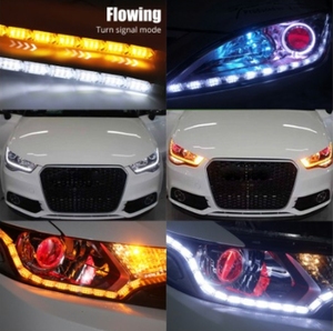 รถ LED คริสตัลตาหยดน้ําตาโคมไฟแสงวิ่งกลางวันสีคู่ไหลปรับขนาดได้ LED แถบแสงนุ่มสําหรับไฟหน้า - Product Image 6