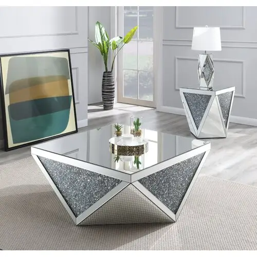 Conjunto de mesa lateral do diamante espelhado, fonte de fábrica, WXWF-711, para sala de estar