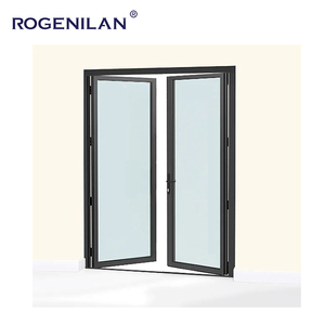 Rogenilan Modern kapalı alüminyum fransız cam kanatlı salıncak düz kapı banyo otel mutfak için pas dayanıklı Metal giriş