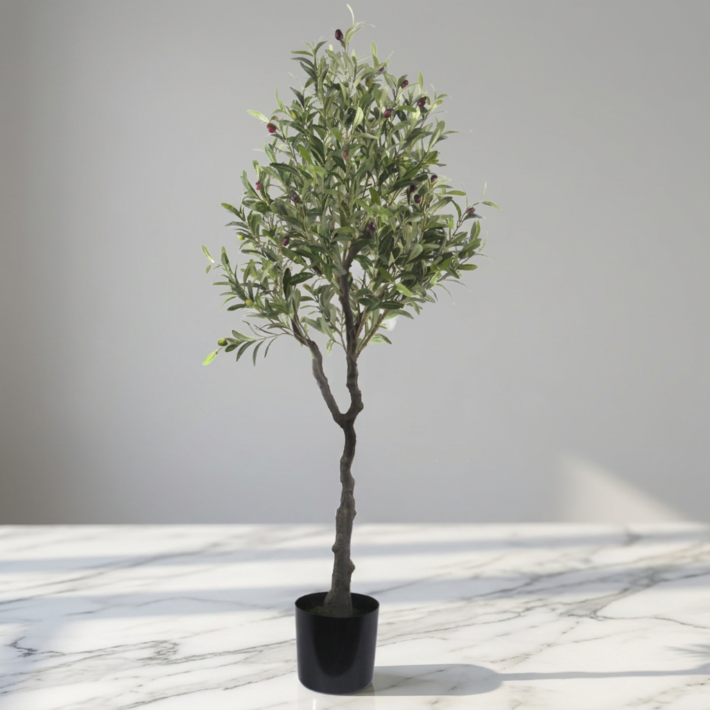 150cm 4.92ft Large Artificial Olive Tree Black Fruits With Pot