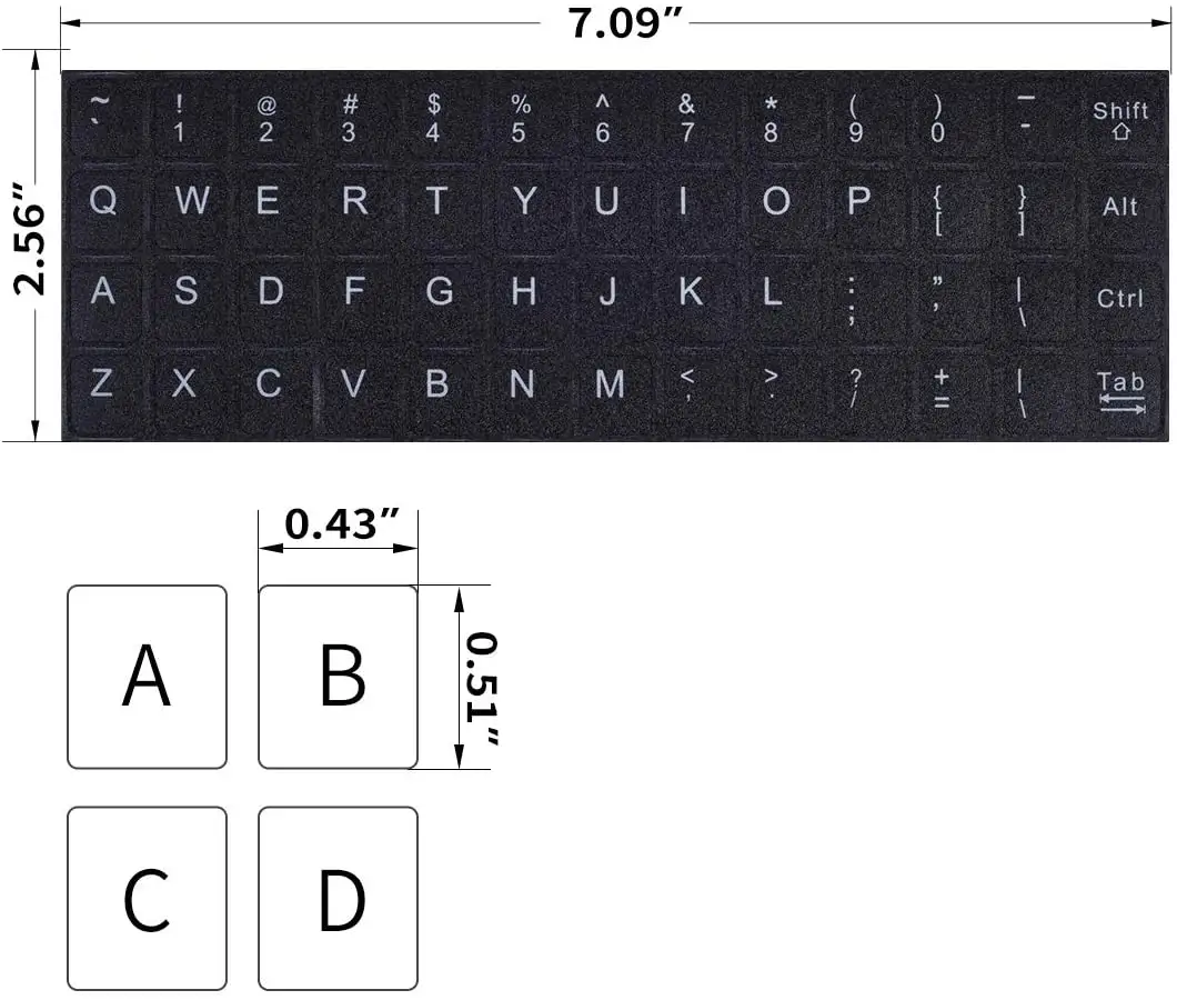 Adesivi per tastiera inglese universale adesivi per tastiera per Computer sfondo nero con scritte bianche per Computer portatile Noteboo