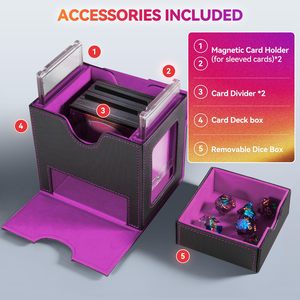 Komutanı ekran ile MTG için kart güverte kutusu 2 manyetik kart sahipleri ile 100 çift kollu kartları güverte durumda uyar - Product Image 4