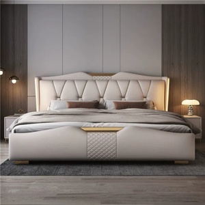 Luxury Soft Master Bedroom Set King Size <strong>High</strong> Quality Upholstered <strong>Beds</strong> <strong>High</strong>-End Soft <strong>Back</strong> Storage LED Light Function Wholesale