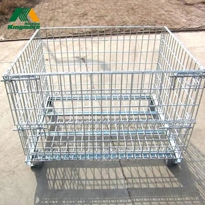 Jaula de almacenamiento apilable para palés de metal con ruedas, contenedor de malla de alambre, jaula de almacenamiento de acero - Product Image 3