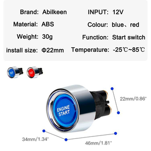Başlangıç motoru düğmesi 12V DC 50A SPST kapalı anlık anahtarı araba Stater itme başlangıç kontak anahtarı yarış spor otomobil kamyon - Product Image 3
