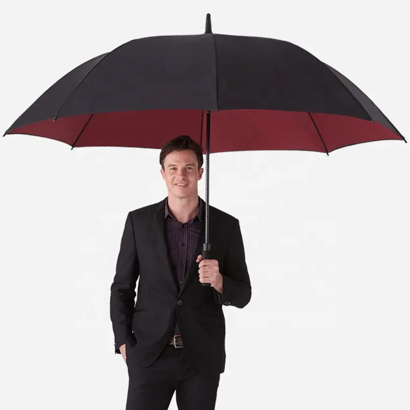 Çift katmanlı ekstra büyük boy Golf şemsiyesi ağır büyük uzun oto açık rüzgar geçirmez su geçirmez sopa yağmur şemsiye