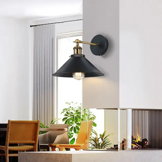 American style retro brass LED wall lamp single head adjustable reading light for bedroom bedside living room
