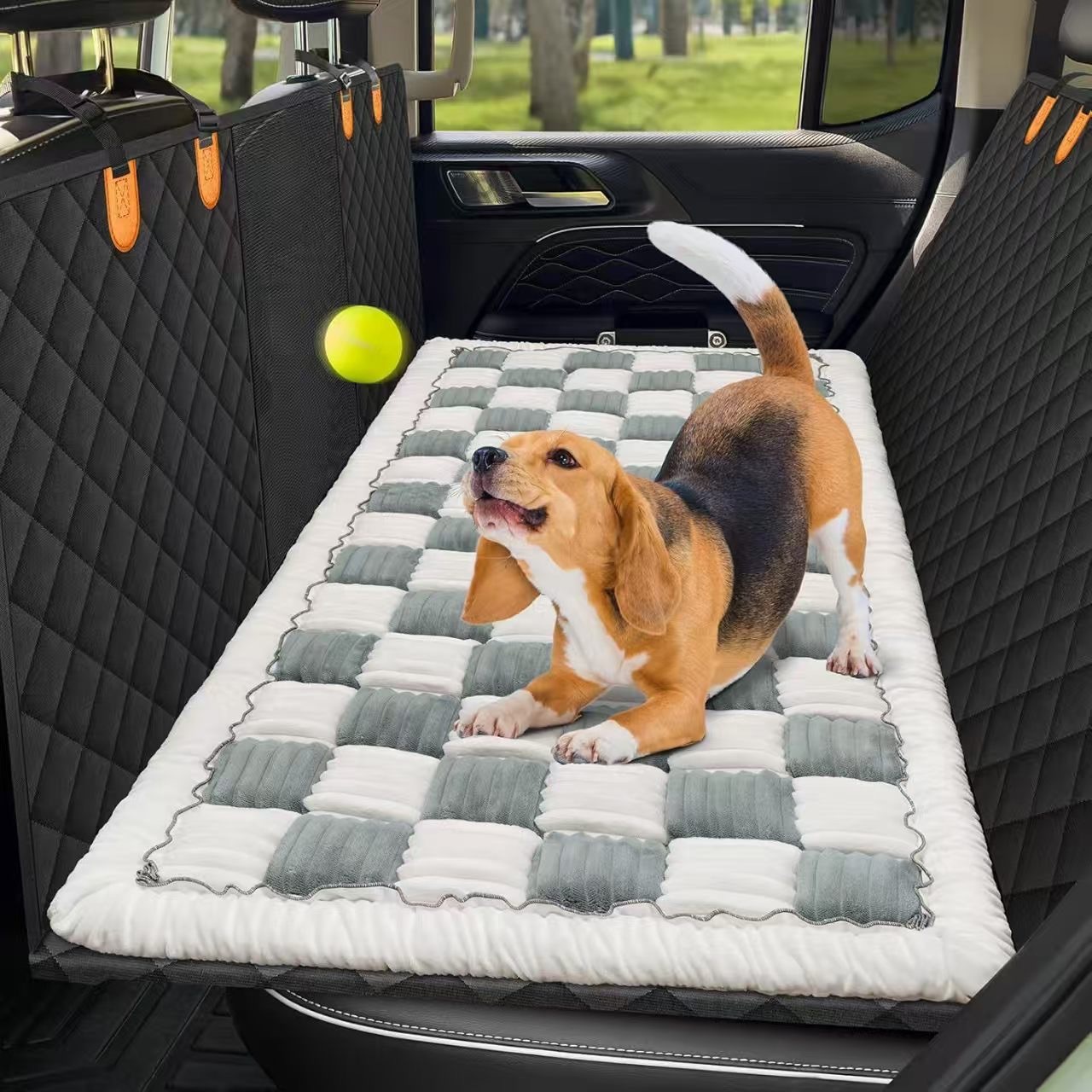 Coussin pour animal de compagnie pour siège arrière de voiture - blocage de couleur gris et blanc