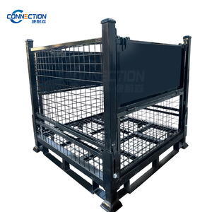 Caja de Metal Duradera Apilable Hierro Acero Malla de Alambre Soldada Jaula de Almacenamiento Palé Apilable Acero Doblado para Uso en Almacén - Product Image 1