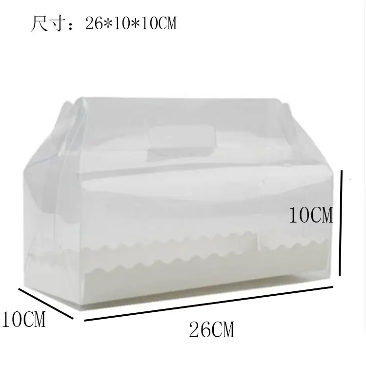 Caixa de rolo transparente portátil de bolo, rolo de caixa de embalagem de sobremesa de pet mousse, rolo suíço