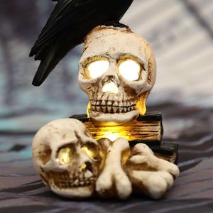 ハロウィーンの装飾ホット販売安い3Dカラス樹脂スカルLedランプフェスティバル家の装飾クリエイティブ怖いハロウィーンの庭の装飾