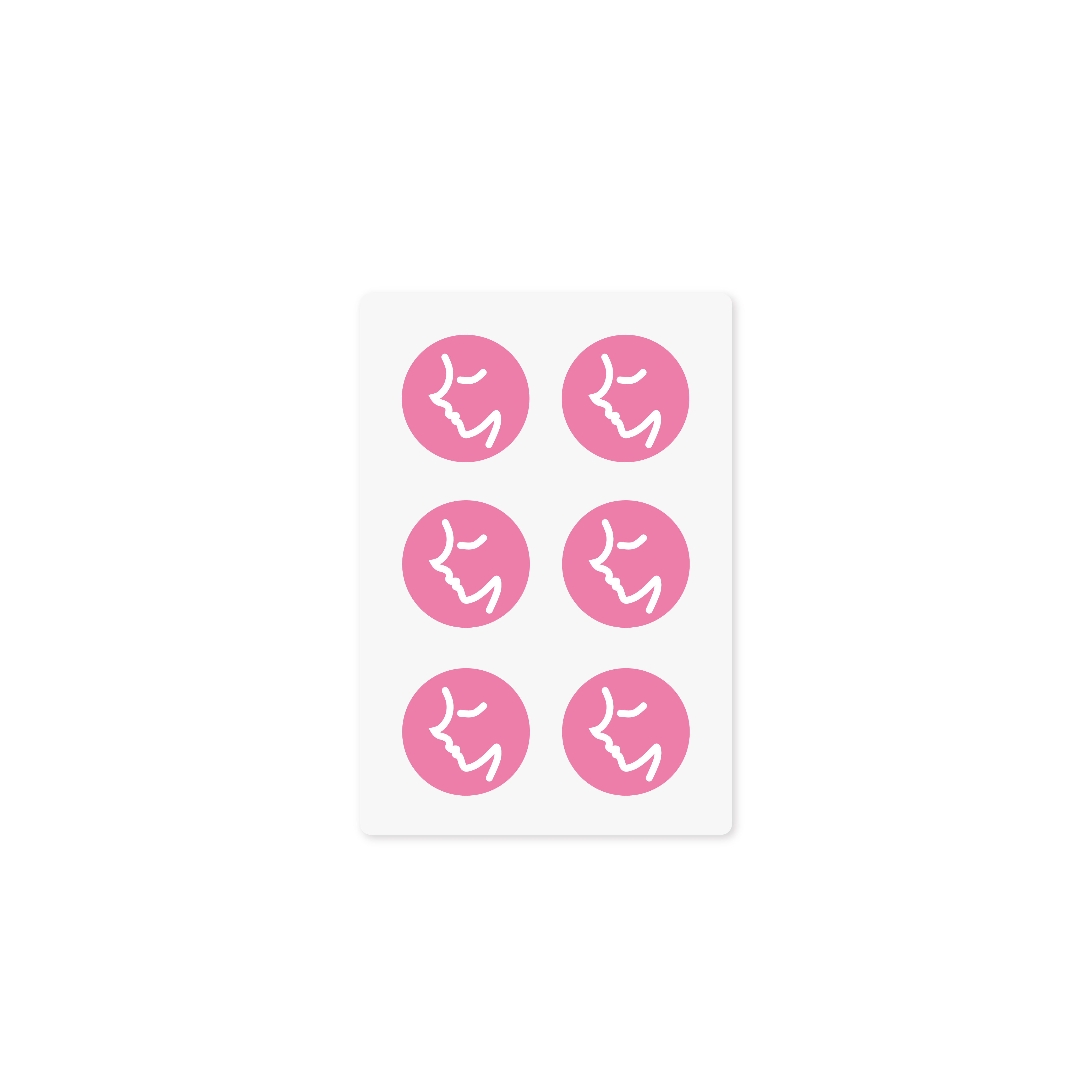 Six pink circular stickers