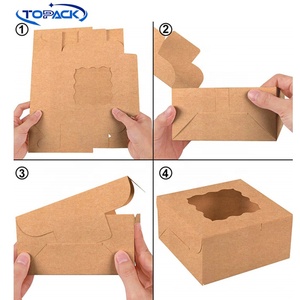 Tùy chỉnh dùng một lần thực phẩm Takeaway giấy tráng miệng hộp Giấy Bánh hộp bánh container với cửa sổ cho bánh bên đám cưới - Product Image 4
