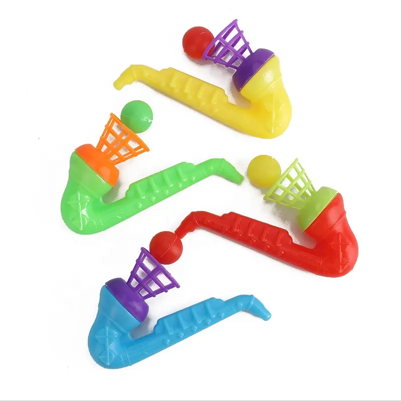Nuovo prodotto divertente a forma di sassofono soffiaggio palla giocattolo esercizio di capacità vitale