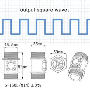 BSP G1-1/2 "水流ホールセンサー10-150L/min流量計G1.5" 水流センサー - Product Image 6