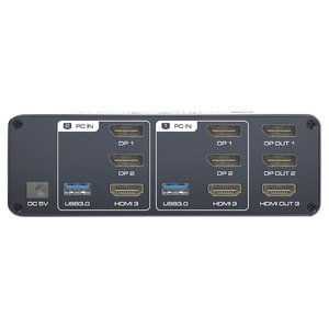 DP 1.4新三重8K 60Hz KVM交换机USB3.0显示端口游戏坞，适用于2 PCs 3显示器KVM三屏切换器 - Product Image 2