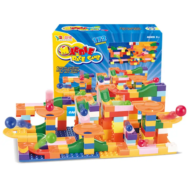 2 in 1 Puzzle Slide Maze Ball Game Building blocchi fai da te rotolamento di piccoli mattoni di particelle Set per bambini