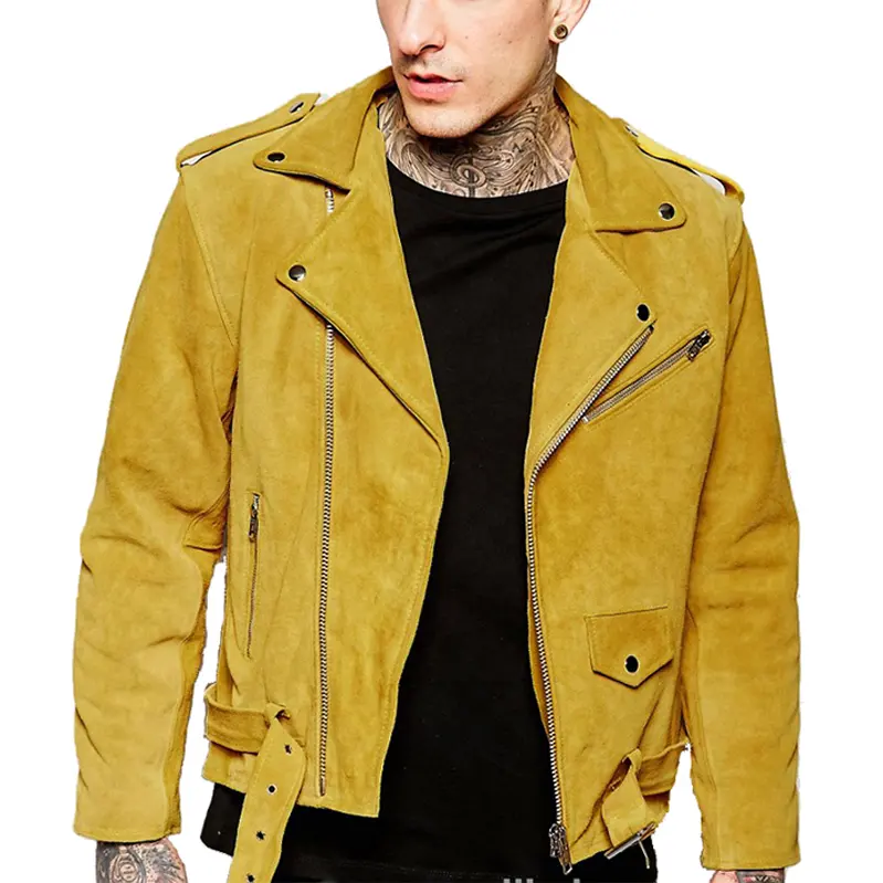 Qingzhihuo OEM custom leather corduroy lined sherpa jacket wholesale Moto & Biker suede jacket for man custom jacke
