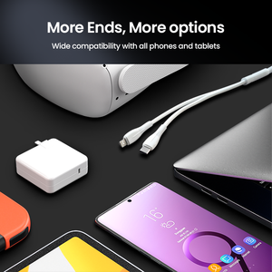 สายดาต้าซิลิโคน PD 65W สีขาว2 in 1สายดาต้า USB Type C สายดาต้าสำหรับโทรศัพท์ดีไซน์เรียบง่าย - Product Image 5