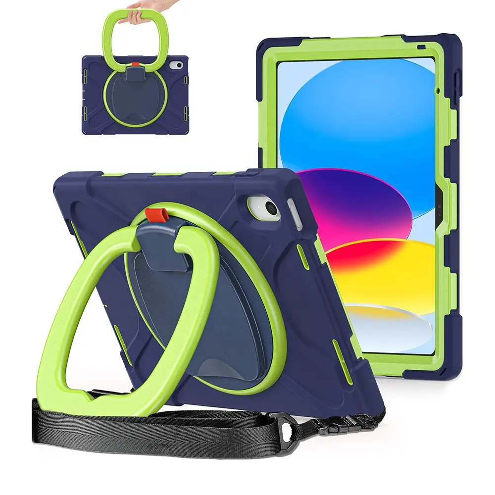 360 maniglia ruotata supporto Multi-angolo 3 strati PC Silicone Full Protective EVA Kids Tablet cover custodie per iPad 10.9 pollici 2022