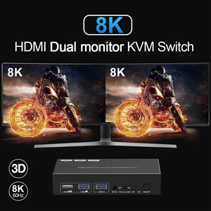 8K @ 60Hz 4K @ 120Hz HDMI USB 3,0 KVM Switch 2 puertos Monitor dual Pantalla extendida HDMI Splitter Matrix KVM Switcher
