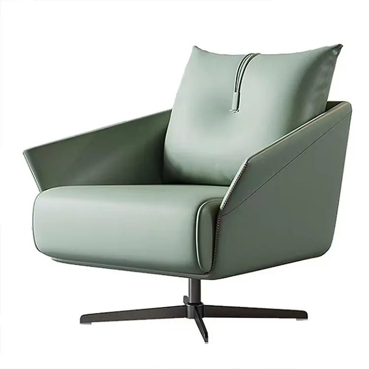 2024 Leisure Sofa Chair Living Room Sofa Pu Leather Swivel Metal Arm Chair Sofa Sets For Living Room Modern