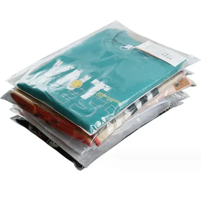 Bolsas de plástico con cierre de cremallera para ropa interior, almacenamiento de ropa con autosellado transparente al por mayor