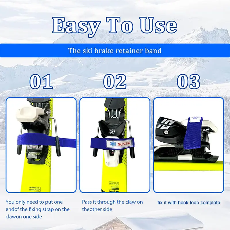 Retenedores de freno de snowboard reutilizables duraderos para encerado de esquís y afinación Correa de retención de freno de esquí