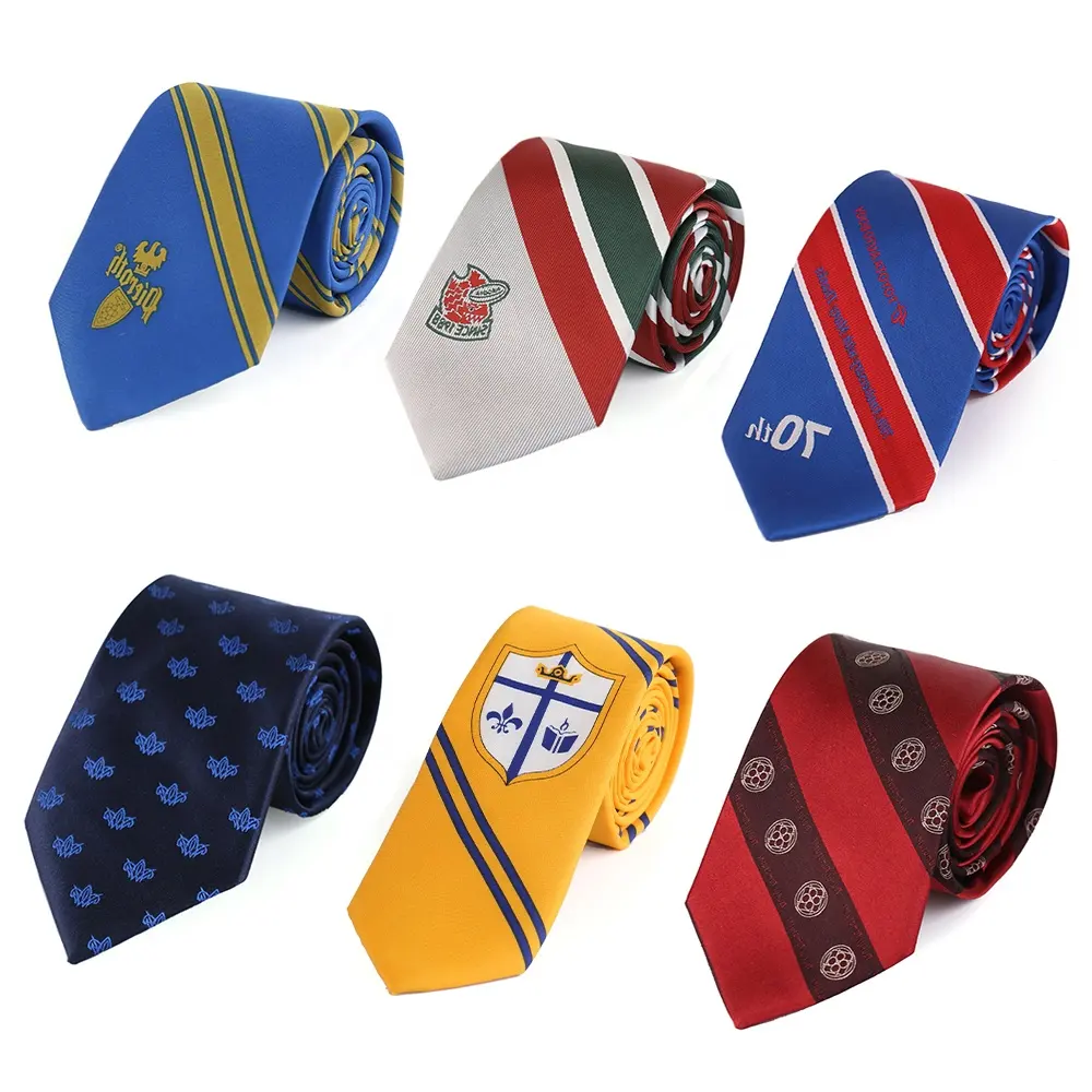 Fornitori all'ingrosso personalizzati cravatta in poliestere Logo cravatte cravatta lavorata a maglia cravatta da uomo per adulti e bambini in età scolare