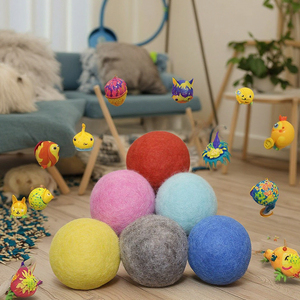 4cm Material de lana ecológica Natural juguetes para gatos 6 unids/pack bolas de colores con hierba gatera en el interior correr ejercicio gato pelota de juguete - Product Image 5
