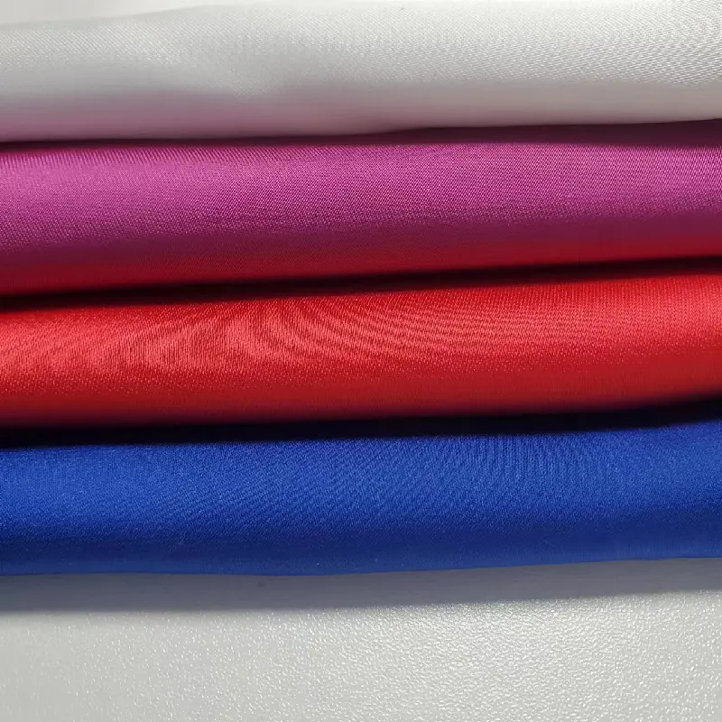Fábrica venda duplo acetato poliéster cetim tecido para roupas