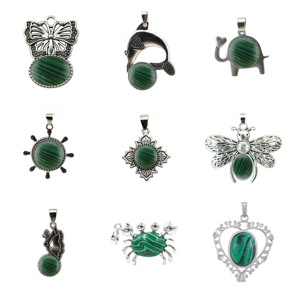 Vendita all'ingrosso di Malachite naturale gemma di lusso ciondolo collana di alta qualità a forma di cuore