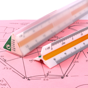 Foska kırmızı sarı yeşil 3 renk kodlu oluklar ve mimarlar için katı ABS çekirdek üçgen cetvel öğrenciler Draftsman ve mühendisler - Product Image 5