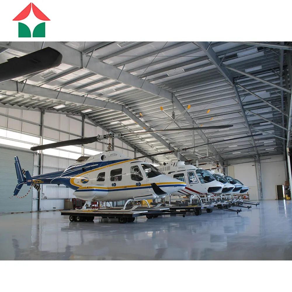 Hangar de aviones móvil personalizado, estructura de acero ligera, prefabricada, bajo coste