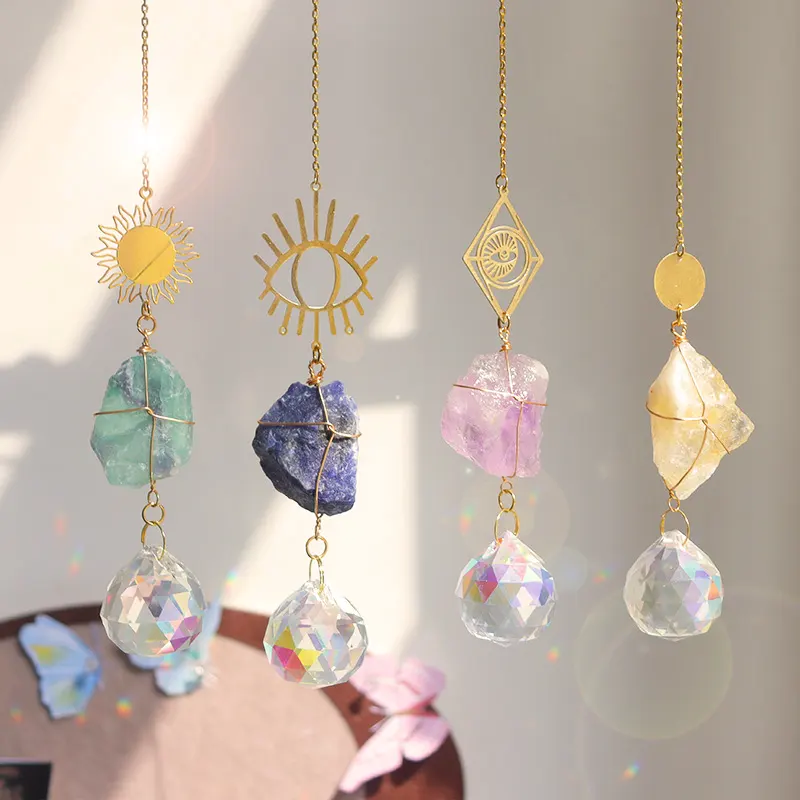 Bán Buôn Chất Lượng Cao Tự Nhiên Suncatcher Pha Lê Mặt Trời Catcher Trang Trí Nội Thất Chữa Bệnh Tinh Thể Nguyên Liệu Pha Lê Treo