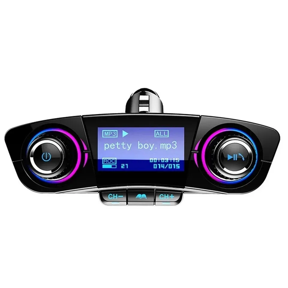 Haut-parleur écouteur Bluetooth chargeur de voiture émetteur FM mains libres lecteur MP3 de voiture double récepteur audio USB