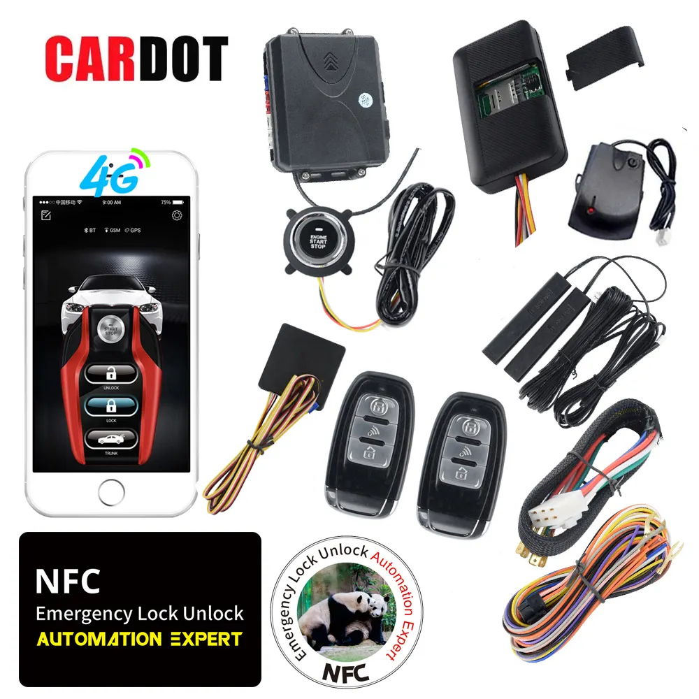 Alarmes de carro com botão de pressão KOL Cardot nfc 12V One Way Start do motor sistema de entrada inteligente sem chave