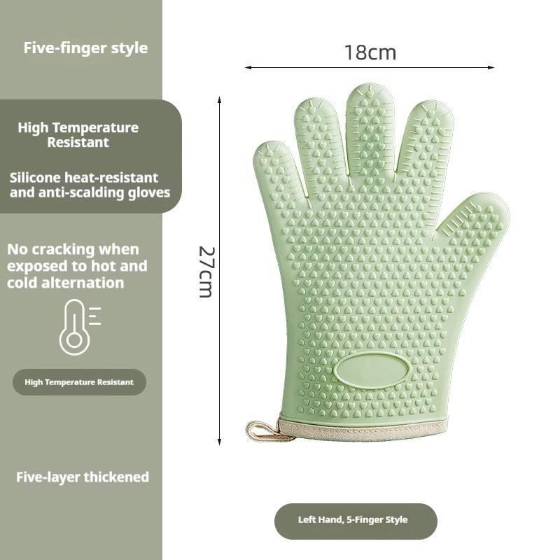 Maniques de four en silicone résistantes à la chaleur à 5 couches (main gauche)