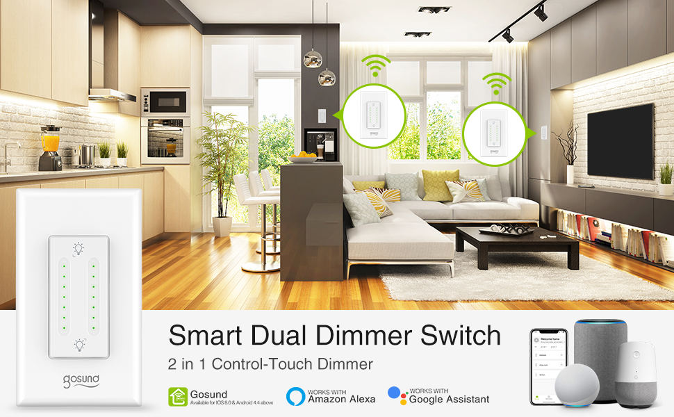 US Smart Wi-Fi Ceiling Fan and Light in-wall Dimmer Switch