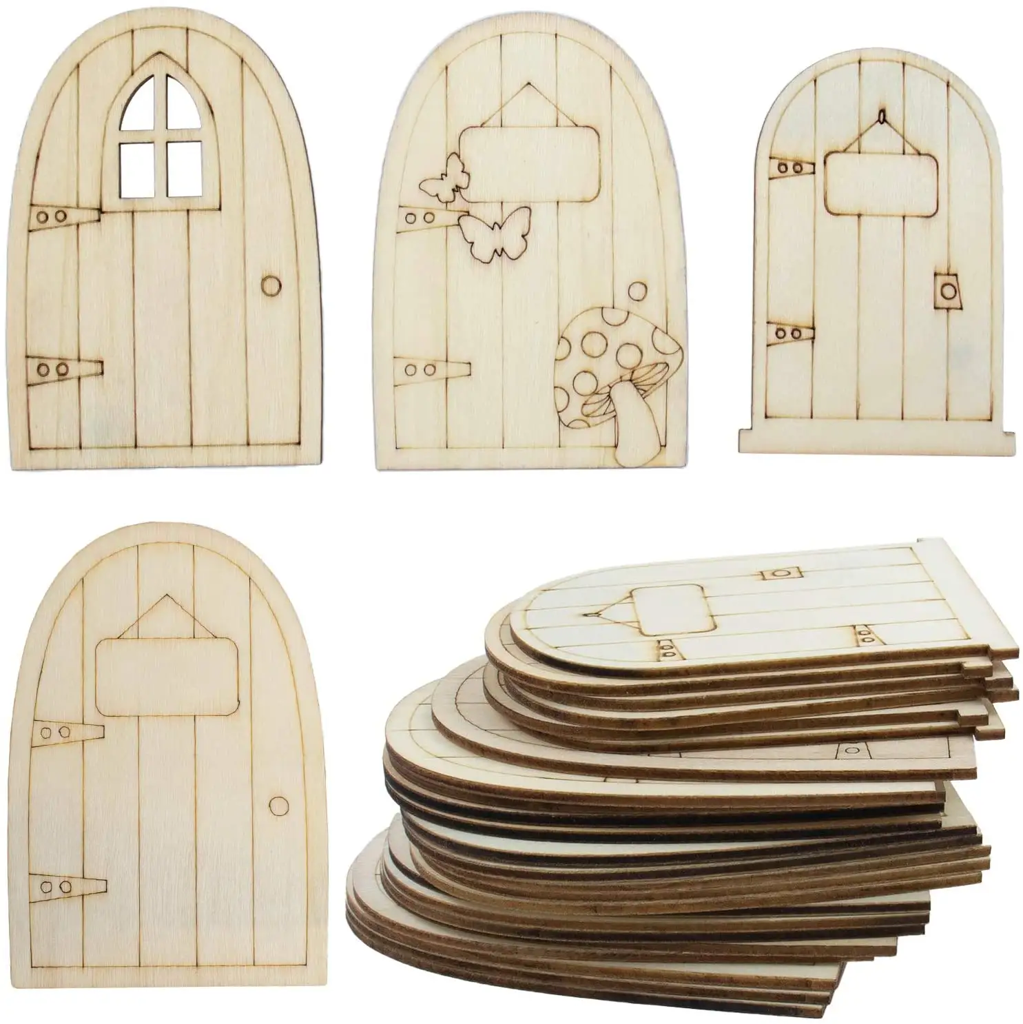 Mini porta da giardino in miniatura in legno fata non verniciata porta da fata in legno artigianale fai-da-te