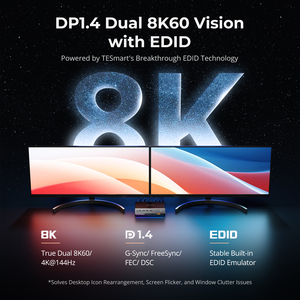 TESmart DP 1.4双8K 60Hz KVM交换机，适用于2 pc和2台显示器，带多PC控制千兆网络2x2 KVM矩阵 - Product Image 6