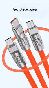 Toptan 3-in-1 120W 6A Bold tipi C şarj aleti kablosu süper hızlı 1.2m şarj kablosu IOS ve Android 15 cihazlar için TPE ceket ile - Product Image 2