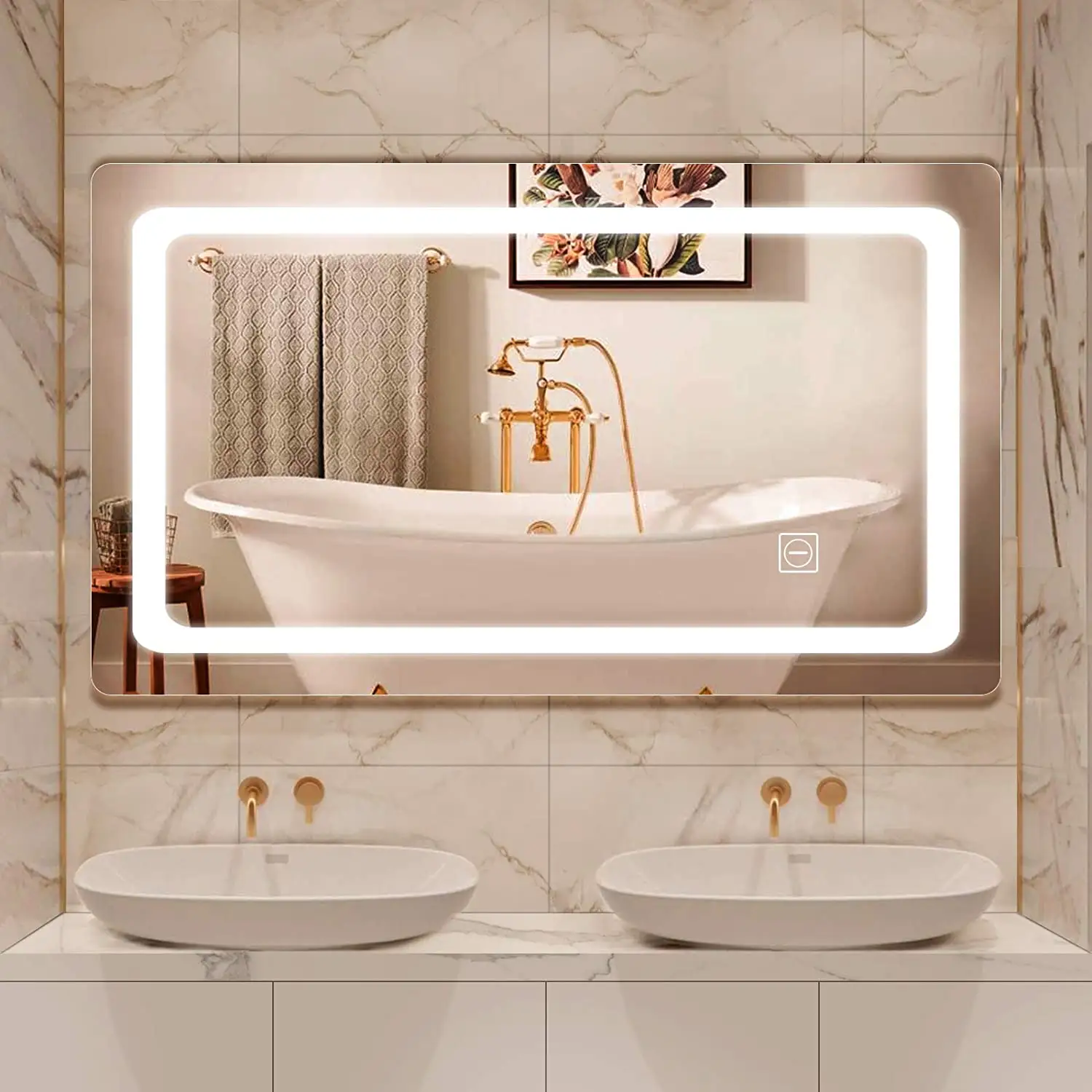 Specchio intelligente infrangibile del Defogger retroilluminato specchio astuto della parete del bagno di vanità di rettangolo Led