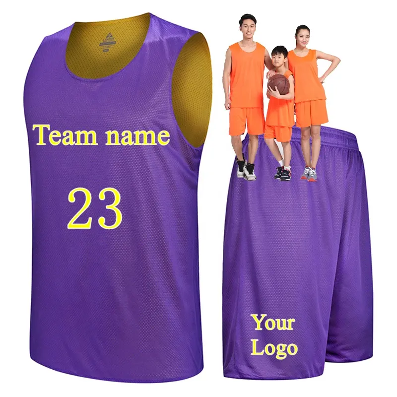 Camiseta de baloncesto personalizada de último diseño, camiseta de baloncesto Lisa reversible, conjunto de uniforme para hombre