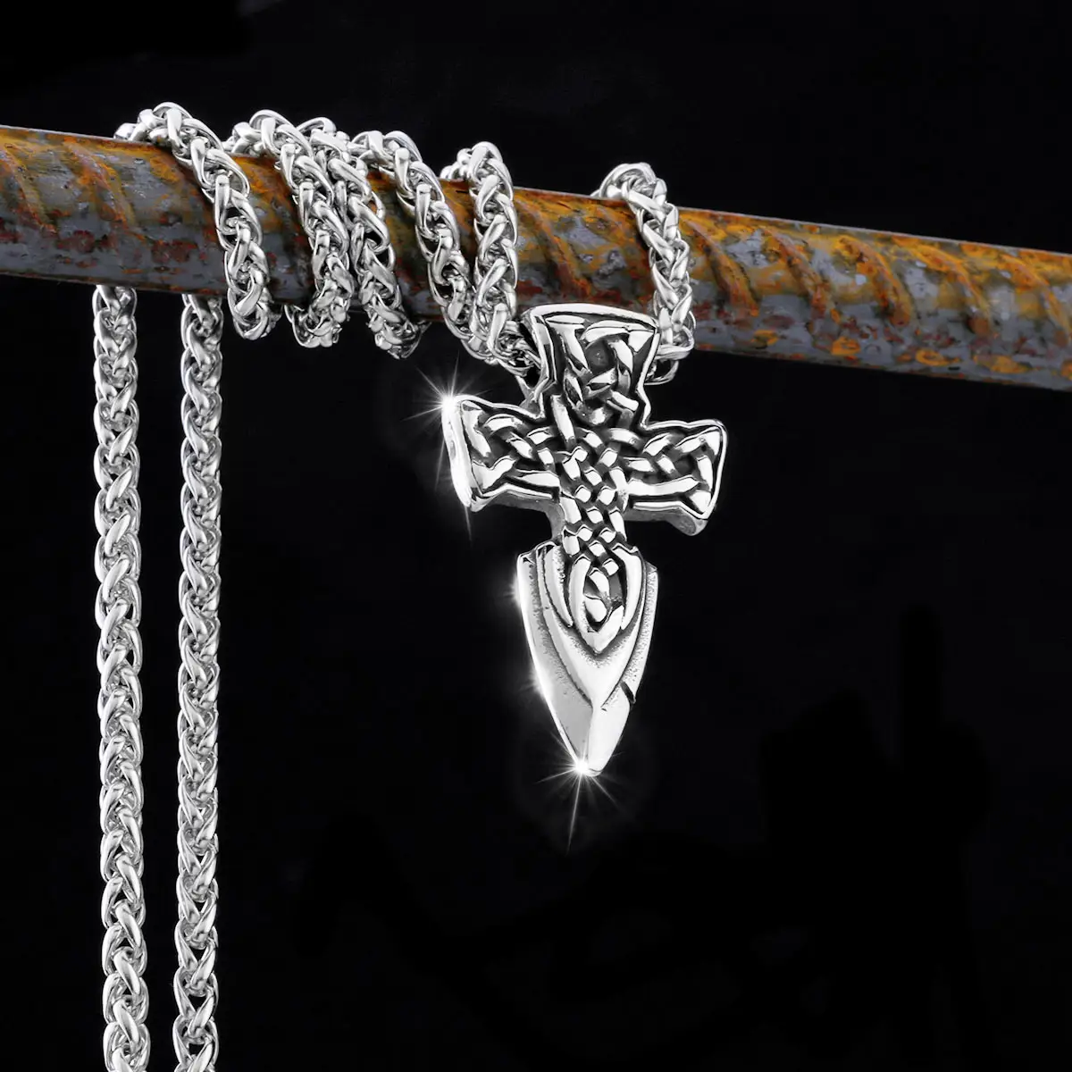 Vikingo Freyr espada Collar para hombre de acero inoxidable celta colgante Punk collar Hip Hop niños bicicleta accesorios al por mayor