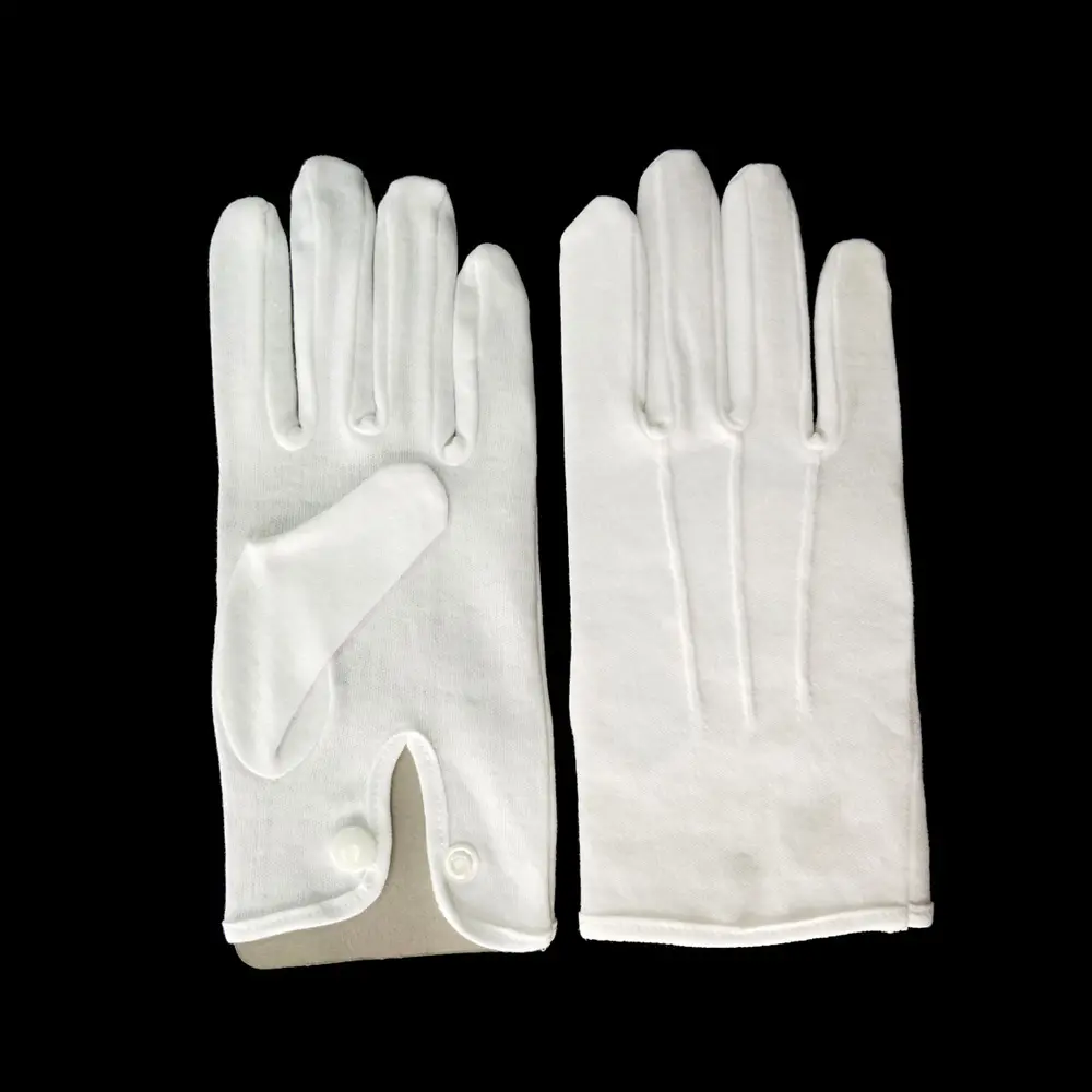 Nylon 100% Cotton Black White Traffic Etiquette Ceremonial Formal Uniform Parade Gloves Three Tendons Gloves With Snap Cuff