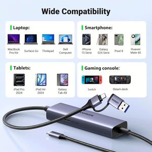 UGREEN <strong>USB</strong> C Capture <strong>Card</strong> 1080P 60FPS 2K@30Hz Type C to <strong>USB</strong>-A/C <strong>Input</strong> Video Capture <strong>Card</strong> <strong>USB</strong> 3.0 Support 100W Fast Charge - Product Image 6